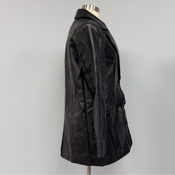 NWT Rebecca Minkoff Vegan Lambskin Leather Blazer Size M Black Single Breasted - Picture 4 of 12